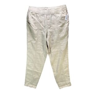 Old Navy Pants Womens Large Beige Linen Blend Cargo Drawstring Beach NWT